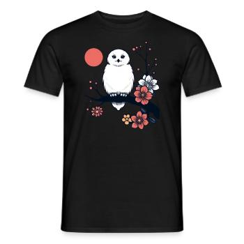 Schneeeule im Frühlingsmond Nacht - Männer T-Shirt - Schwarz - Vorne - AI Model Male 178 light (178cm)