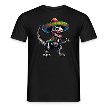 Cinco de Mayo T-Rex vs Zombies - Men's T-Shirt - black - Front - AI Model Male 178 light (178cm)