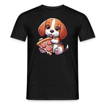 Pizza au salami pour chien Beagle - T-shirt homme - noir - Devant - AI Model Male 178 light (178cm)