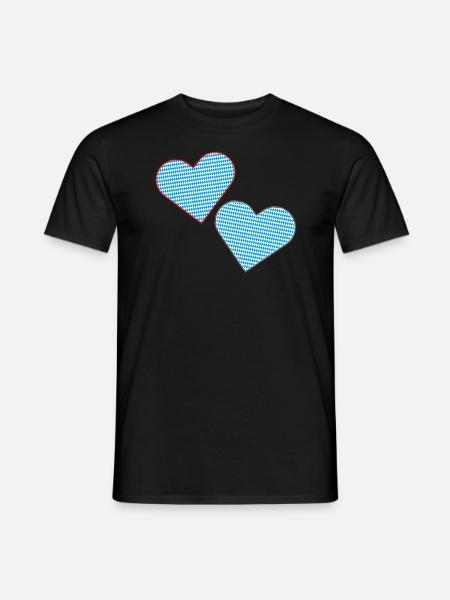 Bavarian hearts as patches. - Men's T-Shirt - black