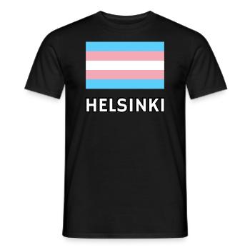 Drapeau de la fierté trans d’Helsinki - T-shirt homme - noir - Devant - AI Model Male 178 light (178cm)
