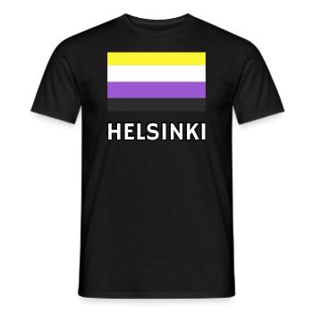 Non binary Pride Flag Helsinki - Men's T-Shirt - black - Front - AI Model Male 178 light (178cm)