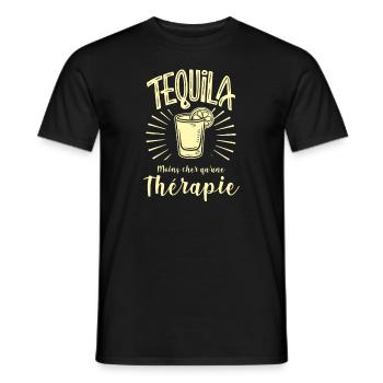 tequila moins cher qu'une thérapie - T-shirt homme - noir - Devant - AI Model Male 178 light (178cm)