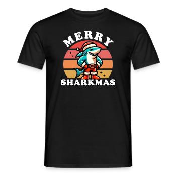 Merry Sharkmas - Noël - T-shirt homme - noir - Devant - AI Model Male 178 light (178cm)