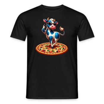 Vache dansante pizza pizza amateur de pizza drôle cool - T-shirt homme - noir - Devant - AI Model Male 178 light (178cm)