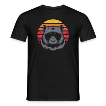 Wombat avec lunettes de soleil - Rétro Vintage Sunset - T-shirt homme - noir - Devant - AI Model Male 178 light (178cm)