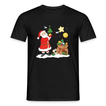 Santa Claus with bag of Christmas Gifts. - T-shirt homme - noir - Devant - AI Model Male 178 light (178cm)