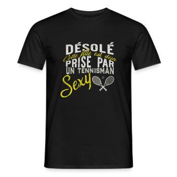 tennismen sexy t-shirt cadeau - T-shirt homme - noir - Devant - AI Model Male 178 light (178cm)