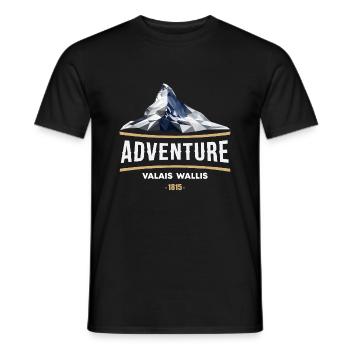 Wallis T-Shirt Wallis 1815, Matterhorn, Matterhorn - Männer T-Shirt - Schwarz - Vorne - AI Model Male 178 light (178cm)
