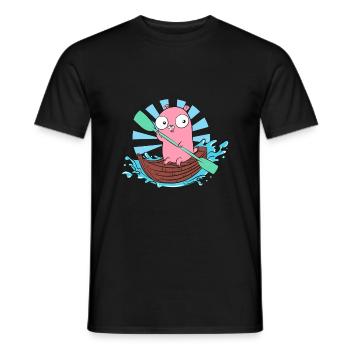 GoLang Gopher boat paddle - Men's T-Shirt - black - Front - AI Model Male 178 light (178cm)