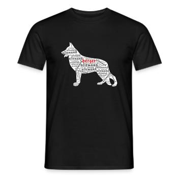 German Shepherd Silhouette Race Dog Text - Men's T-Shirt - black - Front - AI Model Male 178 light (178cm)