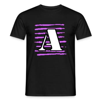 noir blanc violet rayé a - T-shirt homme - noir - Devant - AI Model Male 178 light (178cm)