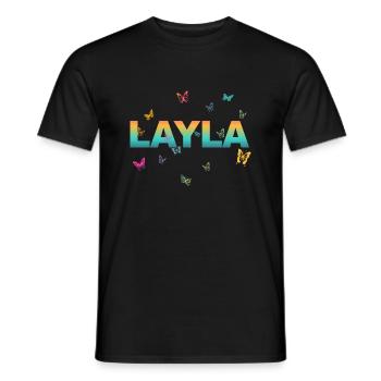 Layla - Schöner Name mit Schmetterlingen, Mädchen - Männer T-Shirt - Schwarz - Vorne - AI Model Male 178 light (178cm)