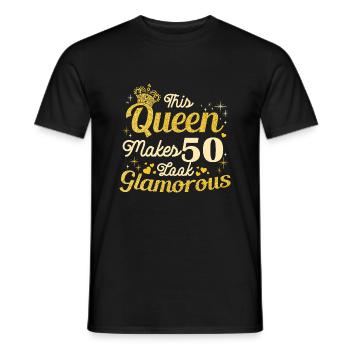 Birthday Queen turns 50 50th birthday Women - Men's T-Shirt - black - Front - AI Model Male 178 light (178cm)