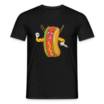 Hot Dog Ninja Karate Warrior Japan Geschenk - Männer T-Shirt - Schwarz - Vorne - AI Model Male 178 light (178cm)