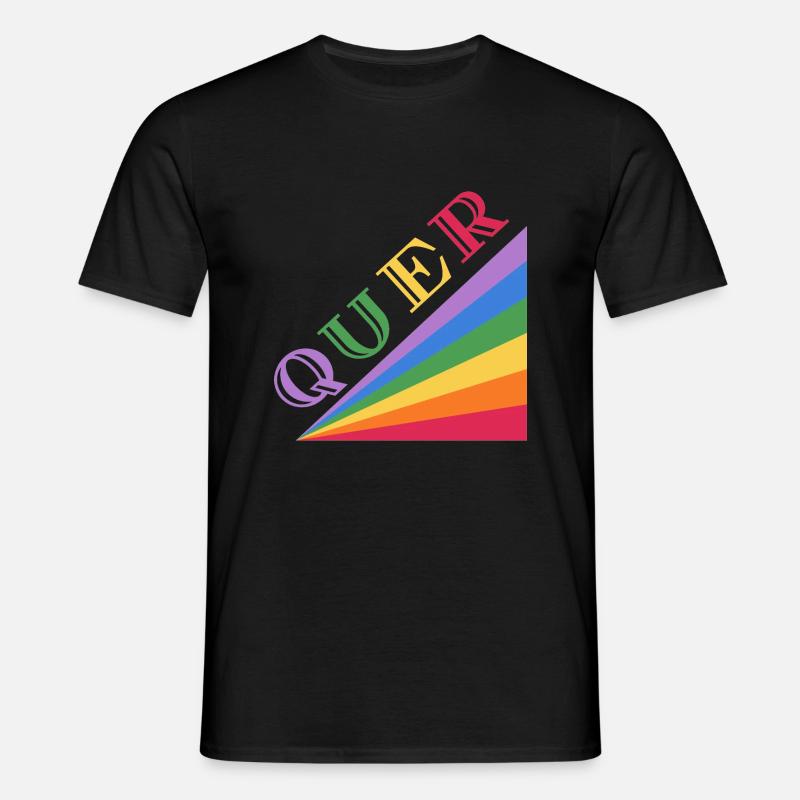 QUER Regenbogen - Männer T-Shirt - Schwarz