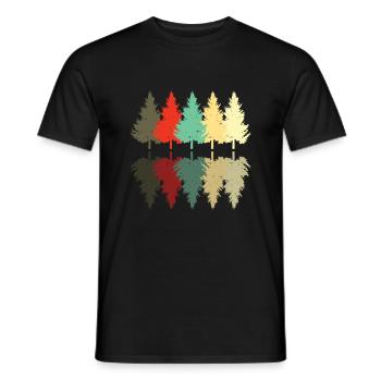 Forest Retro Trees Nature Hiker Forester Gift - Men's T-Shirt - black - Front - AI Model Male 178 light (178cm)