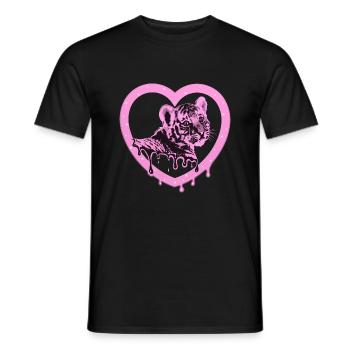 Tiger in the Heart - Pink - Men's T-Shirt - black - Front - AI Model Male 178 light (178cm)