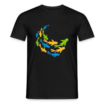 Bunter Schwarm Koi Fische - Männer T-Shirt - Schwarz - Vorne - AI Model Male 178 light (178cm)