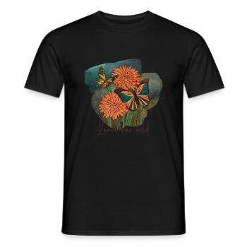 Schmetterling Blume blumig Sprüche Spruch Blumen - Männer T-Shirt - Schwarz - Vorne - AI Model Male 178 light (178cm)