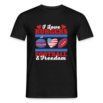 Liebe Burger Football und Frieden - Männer T-Shirt - Schwarz - Vorne - AI Model Male 178 light (178cm)