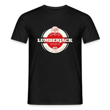 lumberjack sports red circle - Men's T-Shirt - black - Front - AI Model Male 178 light (178cm)