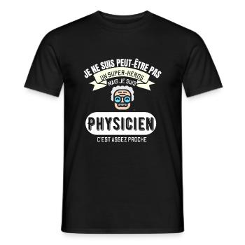 Super Héros physicien | Cadeau Humour Physique - T-shirt homme - noir - Devant - AI Model Male 178 light (178cm)