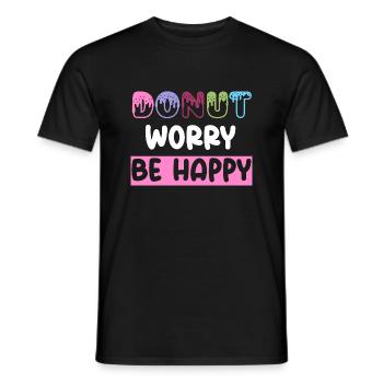 Donut worry be happy donut cool gifts sweet food - T-shirt homme - noir - Devant - AI Model Male 178 light (178cm)
