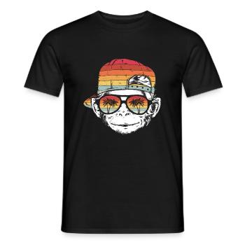 Monkey Affe Urlaub Sonnenbrille Gute Laune Design - Männer T-Shirt - Schwarz - Vorne - AI Model Male 178 light (178cm)