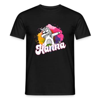 HANNA - Beau nom avec dabbing licorne - T-shirt homme - noir - Devant - AI Model Male 178 light (178cm)
