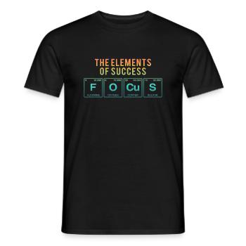 Lustiger Spruch: FOCUS - The Elements of Succes - Männer T-Shirt - Schwarz - Vorne - AI Model Male 178 light (178cm)