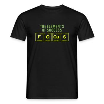 Lustiger Spruch: FOCUS - The Elements of Succes - Männer T-Shirt - Schwarz - Vorne - AI Model Male 178 light (178cm)