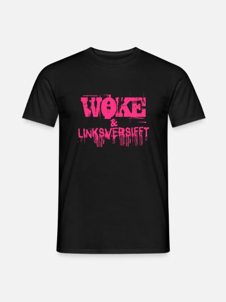 Selbstironie: WOKE & linksversifft - Männer T-Shirt - Schwarz