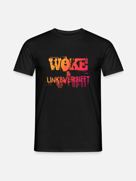 Selbstironie: WOKE & linksversifft - Männer T-Shirt - Schwarz