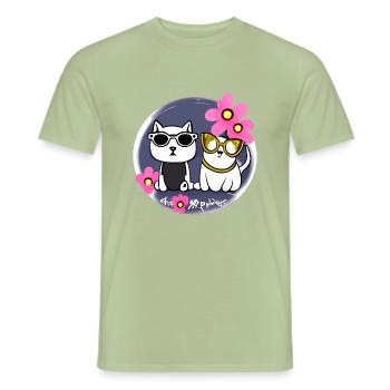 Cute cats best friends - Men's T-Shirt - sage - Front - AI Model Male 178 light (178cm)