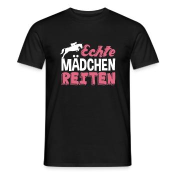 Echte Mädchen reiten - Männer T-Shirt - Schwarz - Vorne - AI Model Male 178 light (178cm)