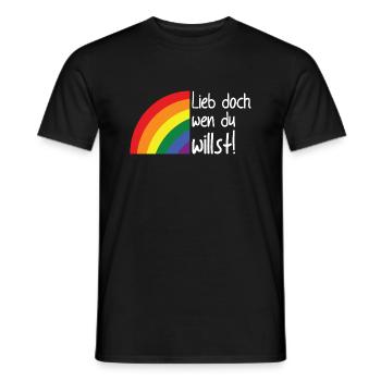 Lieb Doch Wen Du Willst! - LGBTQ Pride Regenbogen - Männer T-Shirt - Schwarz - Vorne - AI Model Male 178 light (178cm)