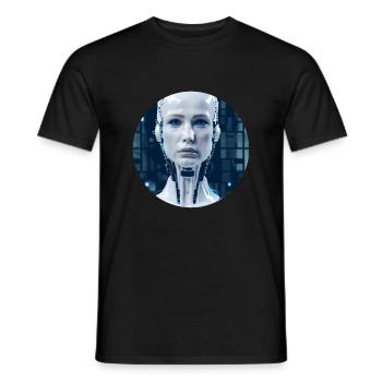 KI Robot/ Ai Roboter/ Cyborg/Cyberpunk - Men's T-Shirt - black - Front - AI Model Male 178 light (178cm)