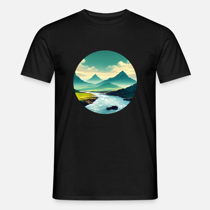Mountain with River - Männer T-Shirt - Schwarz