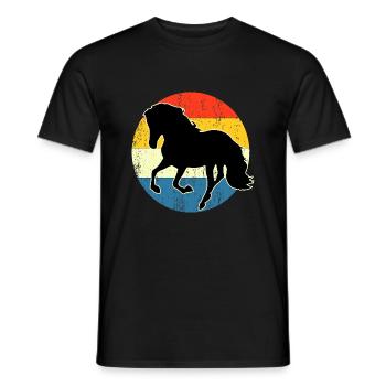 Vintage Retro Pferd Sonnenuntergang für Pferdeliebhaber - Männer T-Shirt - Schwarz - Vorne - AI Model Male 178 light (178cm)