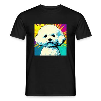 Bichon Frisé Pop art - T-shirt homme - noir - Devant - AI Model Male 178 light (178cm)
