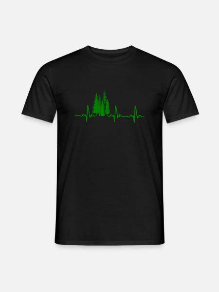 Wald Baum Herzschlag Ekg - Männer T-Shirt - Schwarz