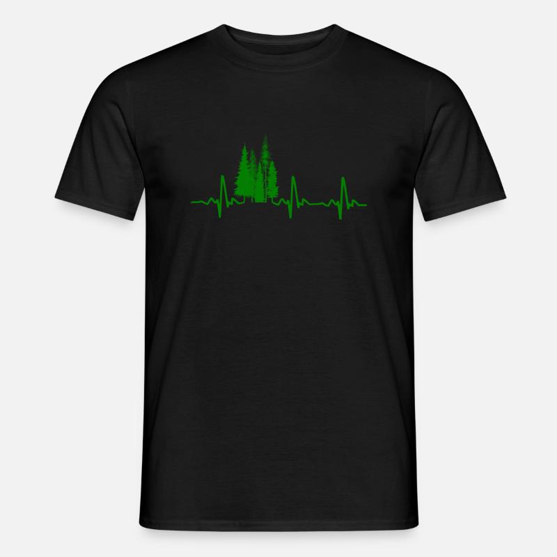 Wald Baum Herzschlag Ekg - Männer T-Shirt - Schwarz
