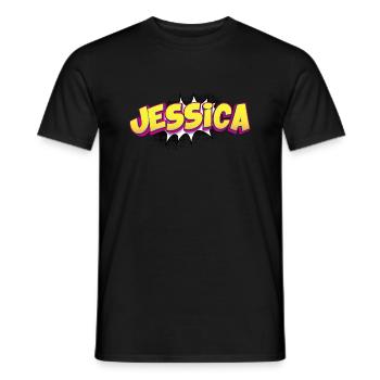Jessica Benutzerdefinierter Name Comic-Stil Pop-Art, - Männer T-Shirt - Schwarz - Vorne - AI Model Male 178 light (178cm)