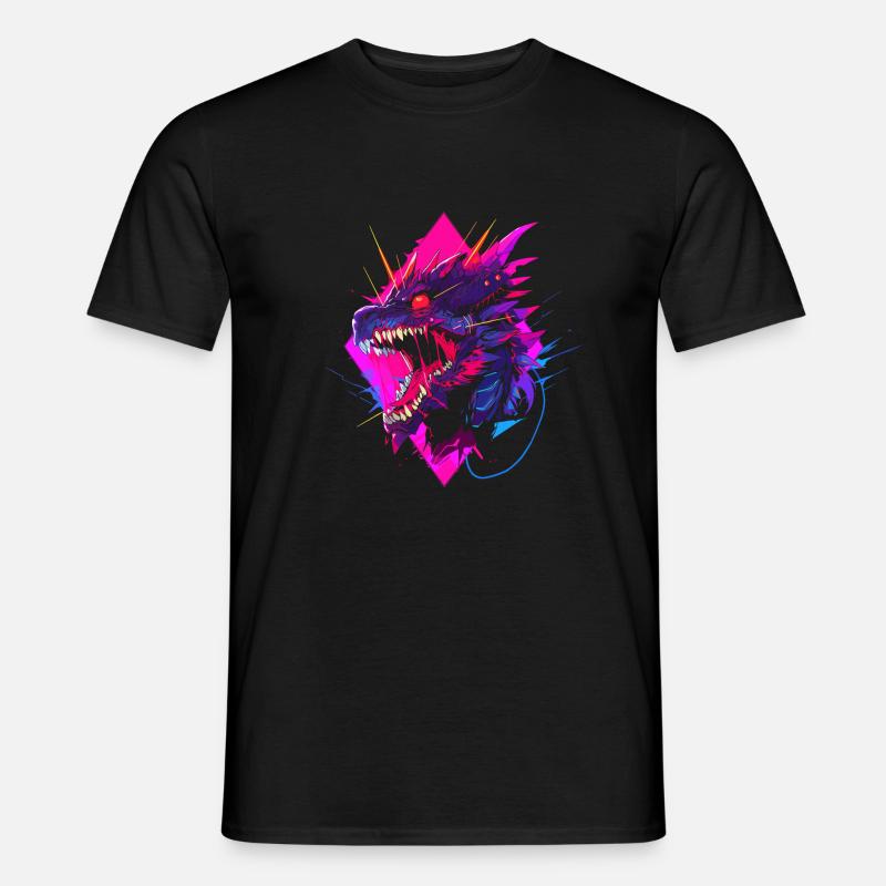 Synthwave Dragon - Männer T-Shirt - Schwarz