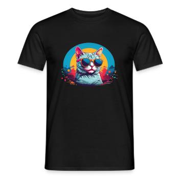 Cool Cat with Sungalsses - Men's T-Shirt - black - Front - AI Model Male 178 light (178cm)