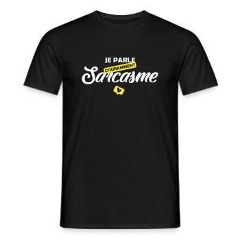 Je parle sarcasme / cadeau humoristique - T-shirt homme - noir - Devant - AI Model Male 178 light (178cm)