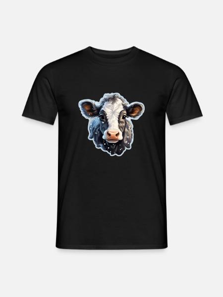 süsses Kälbchen im Schnee - Männer T-Shirt - Schwarz