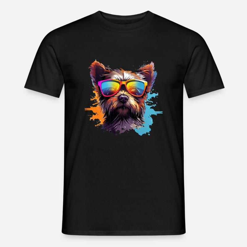 Cooler Hund mit Sonnenbrille Hunde Design - Männer T-Shirt - Schwarz