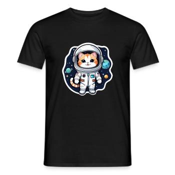 Astronaut Cat - Space - Men's T-Shirt - black - Front - AI Model Male 178 light (178cm)